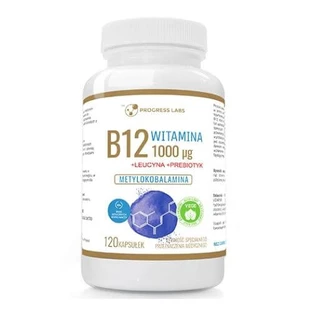 Progress Labs Vitamin B12 1000 µg + Leucin + Präbiotikum, 120 Kapseln