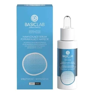 BASICLAB Suero hidratante para mejorar la tensión 3% de ácido hialurónico, 5% de complejo de aminoácidos y 15% de complejo de péptidos biomiméticos, 30 ml