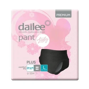 DAILEE Pantalon Lady Plus Noir PREMIUM L Slip absorbant pour les personnes actives, 15pcs