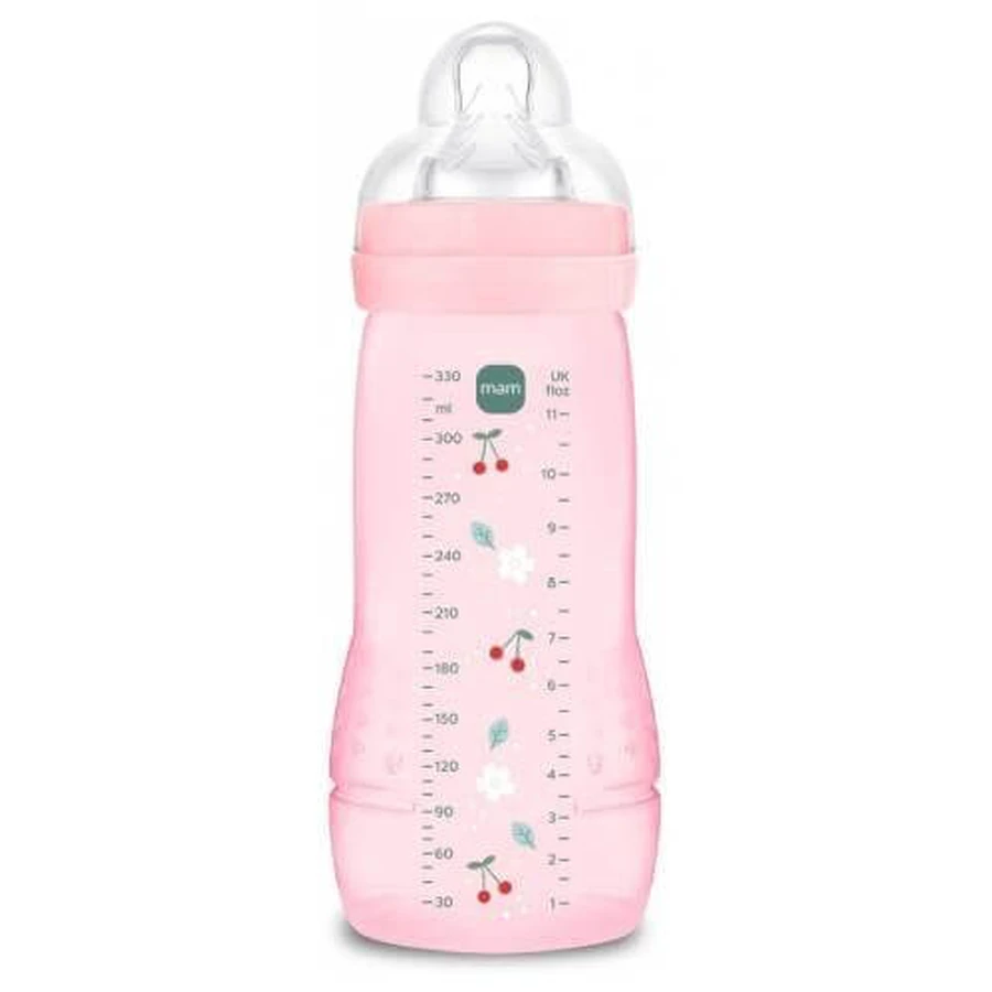MAM Baby Easy Active Rapid Flow Anti-colic Babyflasche 4m+ Muster Früchte, 330 ml