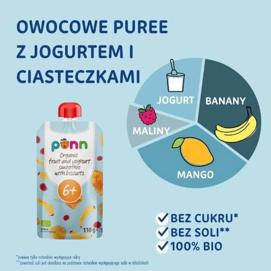 SALVEST PÕNN BIO Fruit puree with yogurt and cookies, 110g