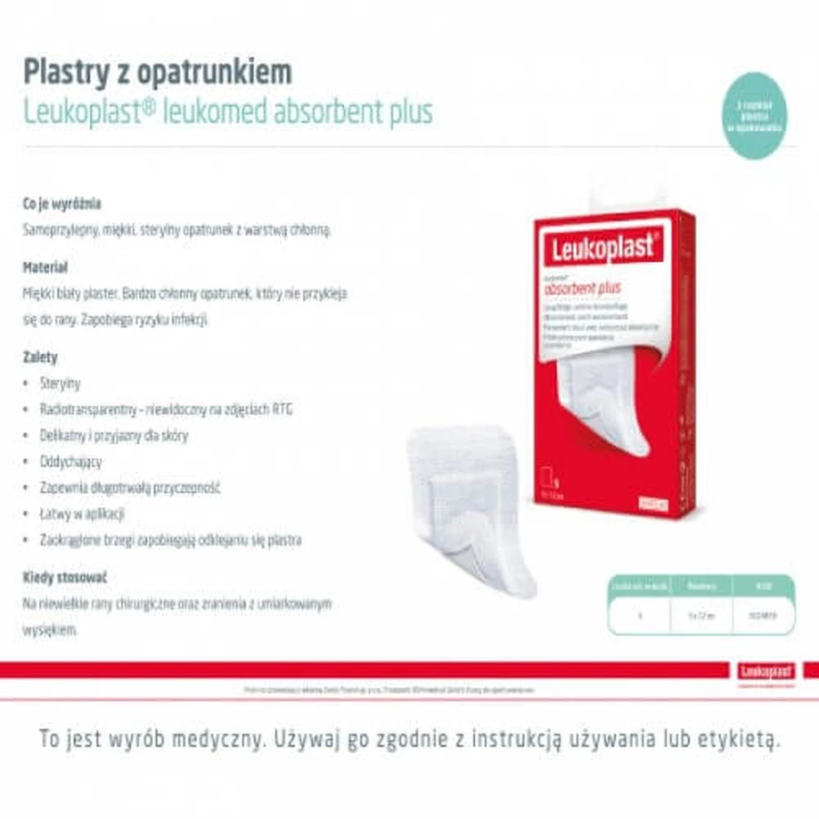Leukoplast Leukomed Absorbent Plus Plasters 5x7.2cm, 5 pcs.