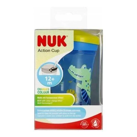 NUK Action Cup Baby cup with silicone straw 12m+ blue, 230ml