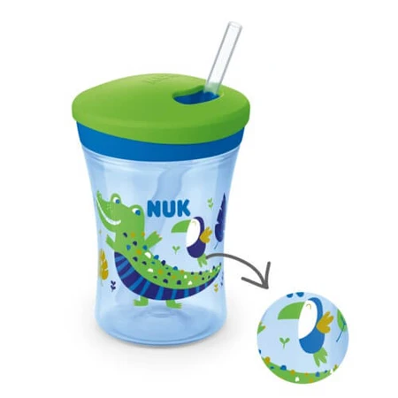 NUK Action Cup Baby cup with silicone straw 12m+ blue, 230ml
