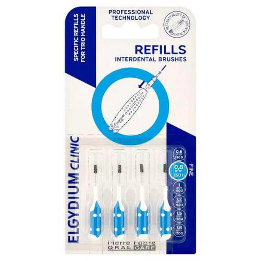 Elgydium Clinic Refills Interdentalbürstenminen 0,8 mm, 4 Stück.