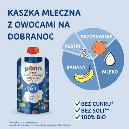 Gruau d'avoine aux fruits SALVEST PÕNN BIO Milk Bedtime Oatmeal, 110g
