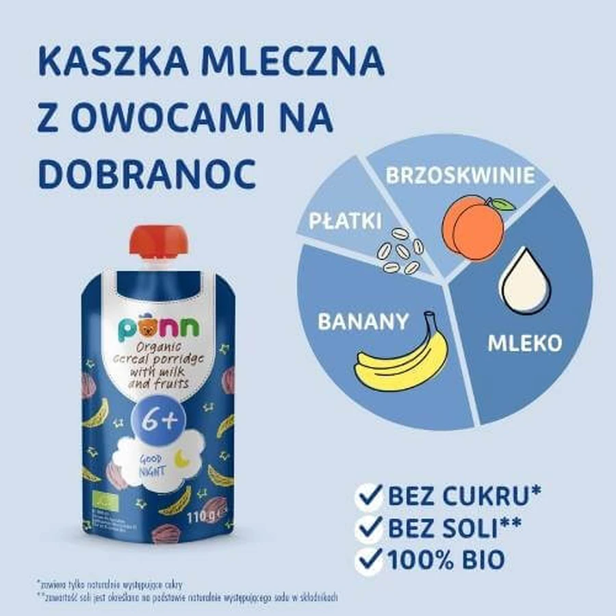 Gruau d'avoine aux fruits SALVEST PÕNN BIO Milk Bedtime Oatmeal, 110g