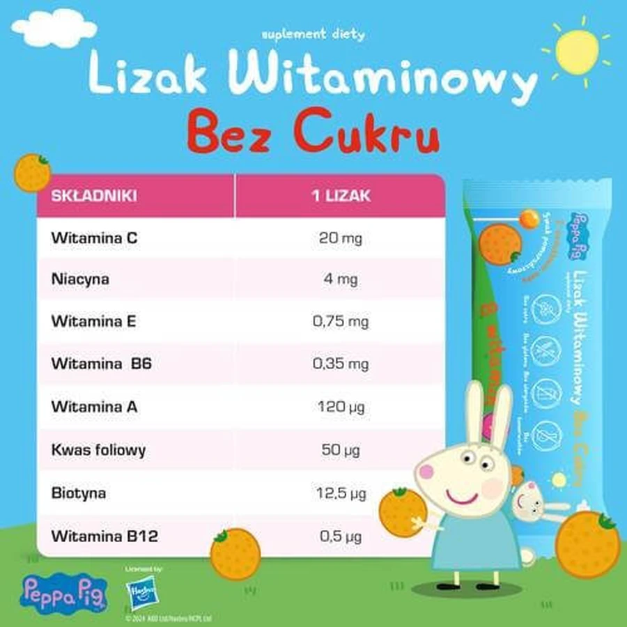 PEPPA PIG zuckerfreier Vitamin-Lolli mit Orangengeschmack, 1 Stück