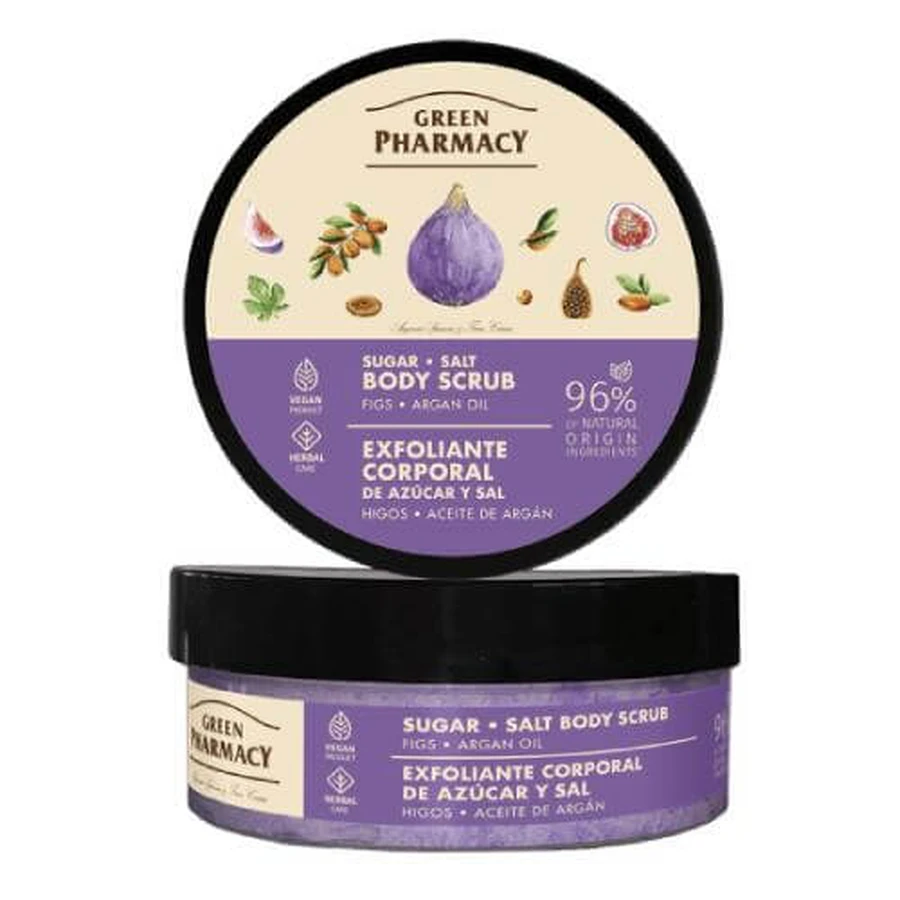 GREEN PHARMACY Lichaamsscrub met suiker en zout voor vijgen en arganolie, 200ml