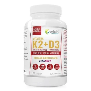 WISH Pharmaceutical Vitamin K2 200 µg+ D3 100µg, 120 Kapseln