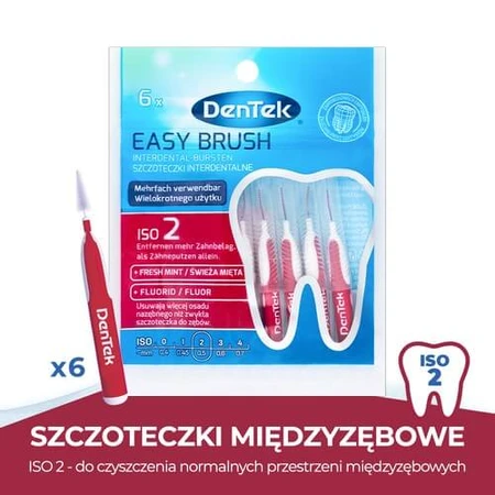 DENTEK Cepillos interdentales Easy Brush tamaño 2, 6pcs