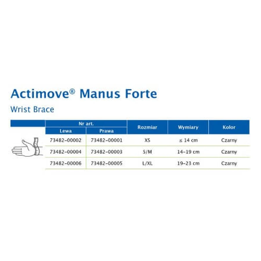 Actimove Professional Line Muñequera talla XS (izquierda) negra, 1ud.