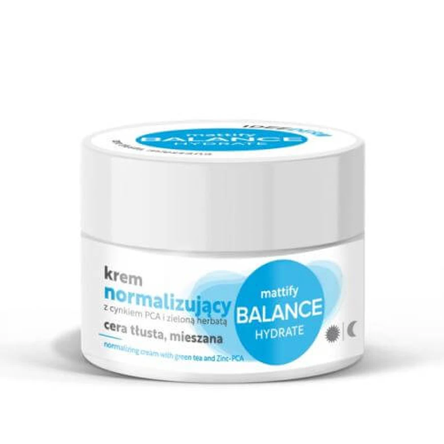 Idee Derm Normalizing cream with zinc PCA and green tea for oily and combination skin, 50 ml