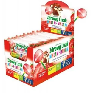 Healthy Yummy Yummy Piruleta para la inmunidad en forma de bola de fresa, 40 uds.
