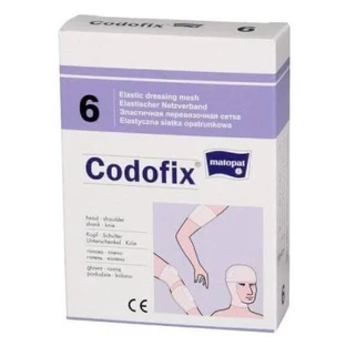 Matopat Codofix 6 Elastic dressing mesh for head, arm, shank, knee 5cm-6.5cm x 1m, 1 pc.