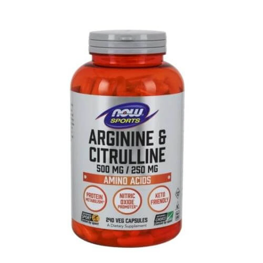 NOW FOODS Sports Arginine et Citrulline L-Arginine + L-Citrulline, 240 gélules