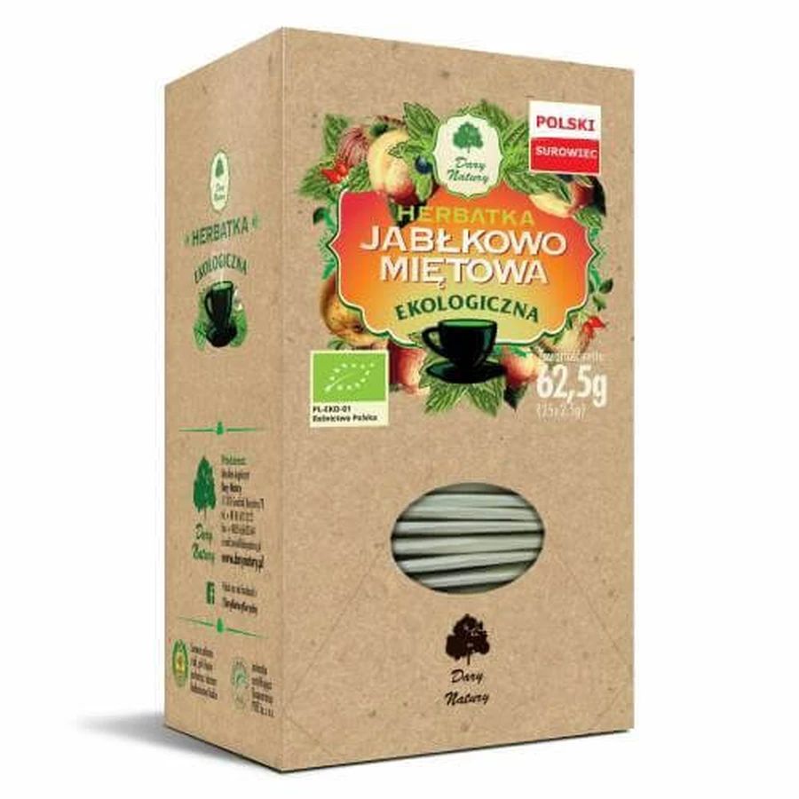 DARY NATURY Thé à la pomme et à la menthe EKO, 25 sachets x 2,5 g