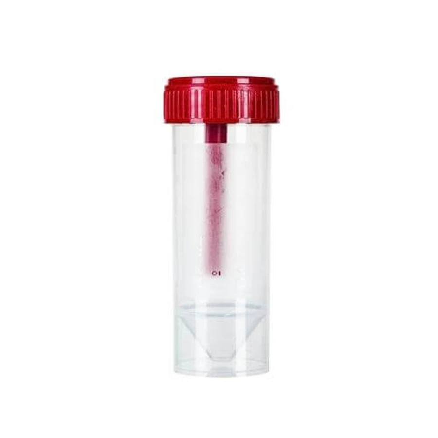 FL MEDICAL Récipient pour matières fécales avec spatule et bouchon rouge, non stérile, 30ml