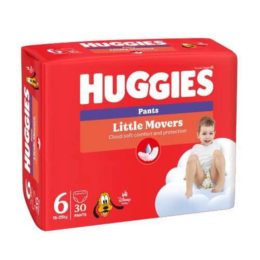 HUGGIES Little Movers Pants Windeln Größe 6 (15-25kg), 30 Stück