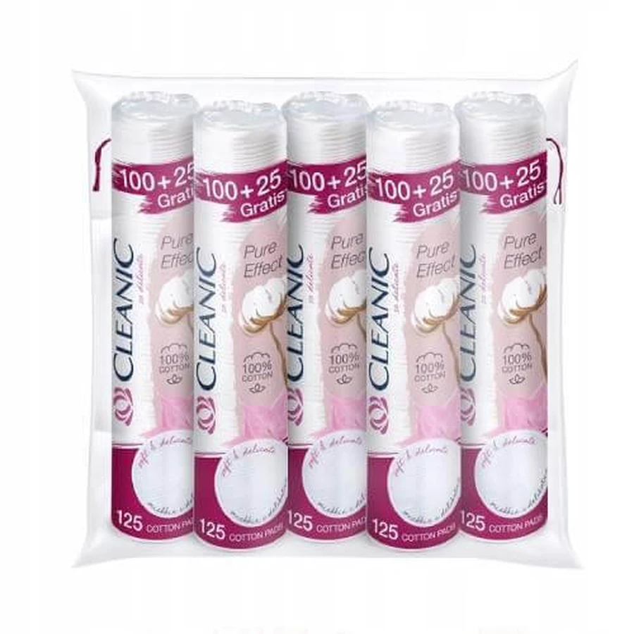 Cleanic Pure Effect Kosmetiktücher, rund, 100+25 Stück x 5 Packungen