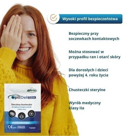OptiDel Clean Steriele Doekjes voor hygiëne van de ooglidranden en het gebied rond de ogen, 20 stuks