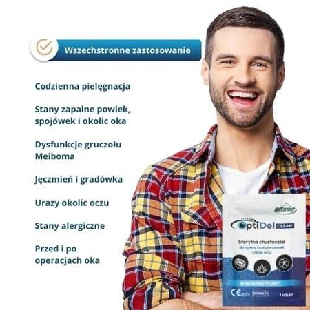 OptiDel Clean Steriele Doekjes voor hygiëne van de ooglidranden en het gebied rond de ogen, 20 stuks