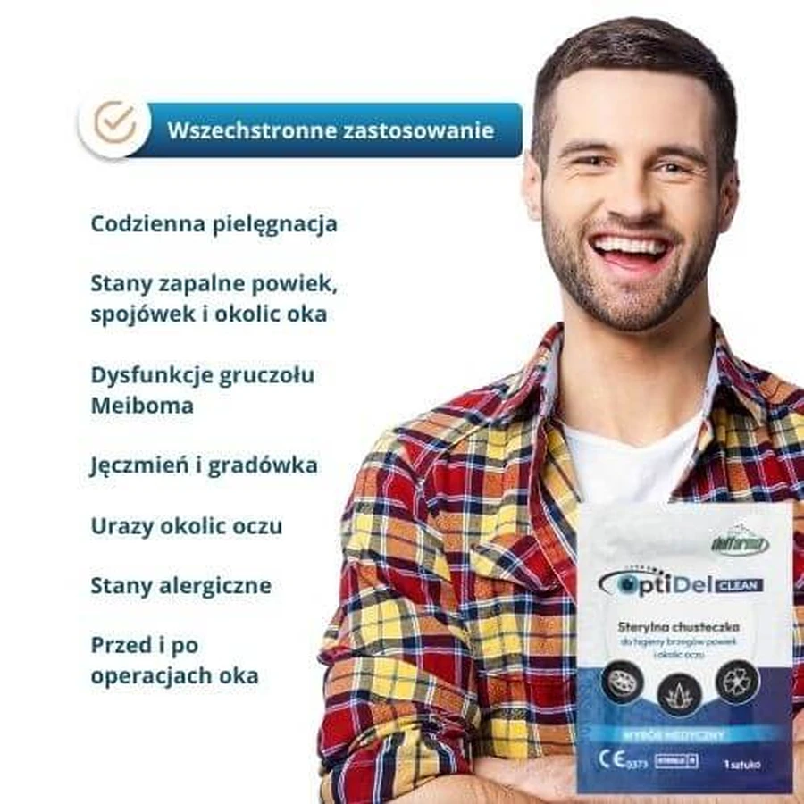 OptiDel Clean Steriele Doekjes voor hygiëne van de ooglidranden en het gebied rond de ogen, 20 stuks