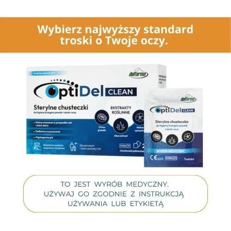 OptiDel Clean Steriele Doekjes voor hygiëne van de ooglidranden en het gebied rond de ogen, 20 stuks
