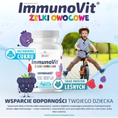 Home Pharmacy ImmunoVit gelée de fruits sans sucre pour enfants 3+ saveur fruits de la forêt, 60 pcs
