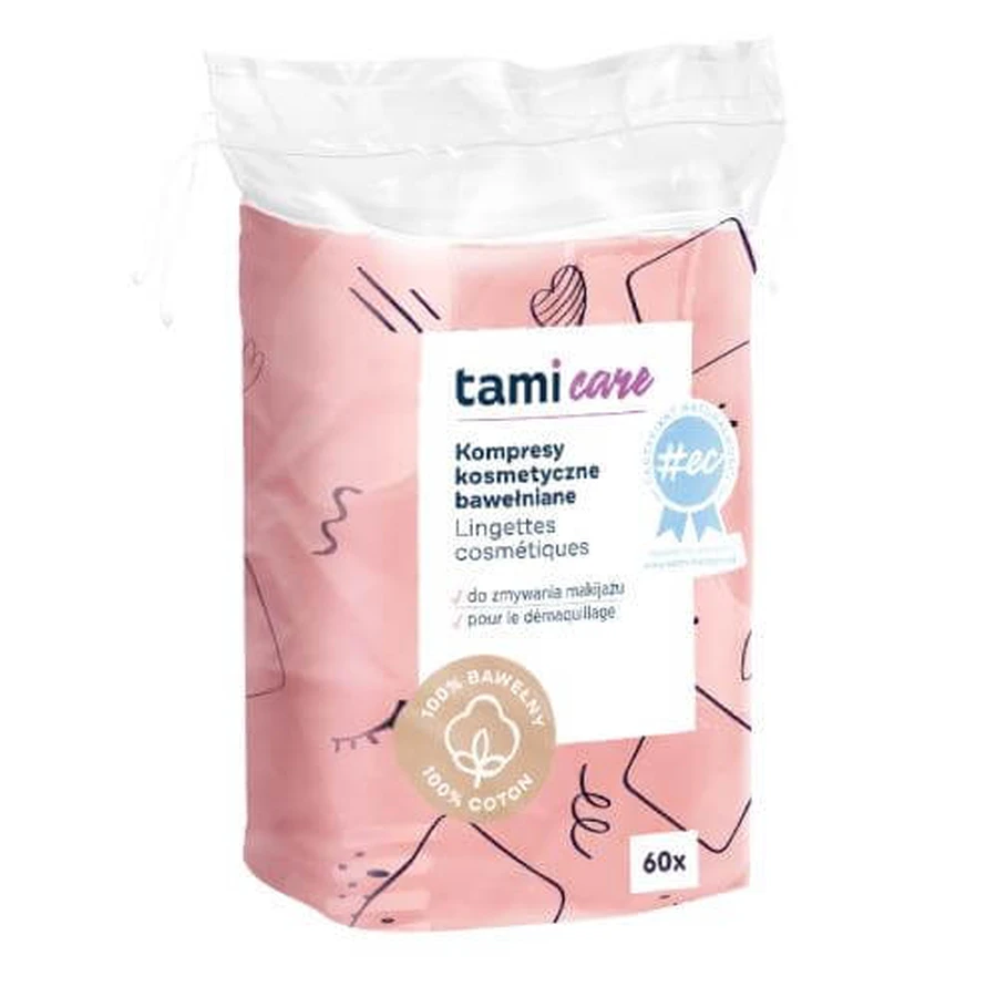 TAMI Care Kosmetikkompressen aus Baumwolle, 60 Stück