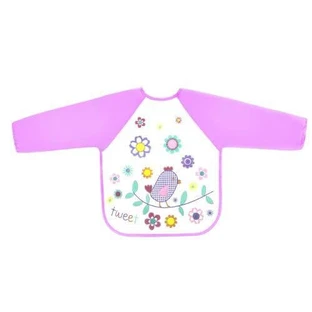 Bocioland oilcloth bib with sleeves Bird 6m + purple