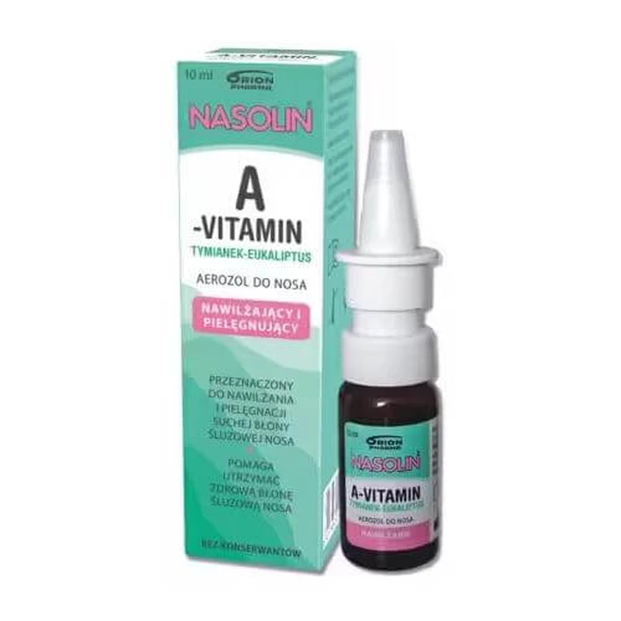 Nasolin A-Vitamin Thymian-Eukalyptus Befeuchtendes und pflegendes Nasenspray, 10 ml