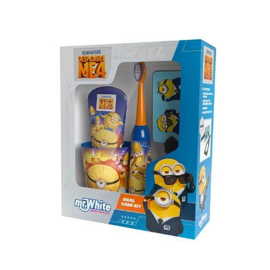 Mr.White Toothbrushing Kit Minions 3+ Electric toothbrush + Toothpaste, 75 ml + Mug + Keychain