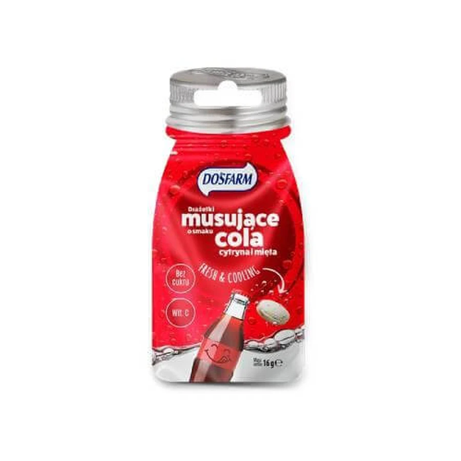 Dosfarm Cola citroen en muntsmaak bruisende dragees met vitamine C, 15 g