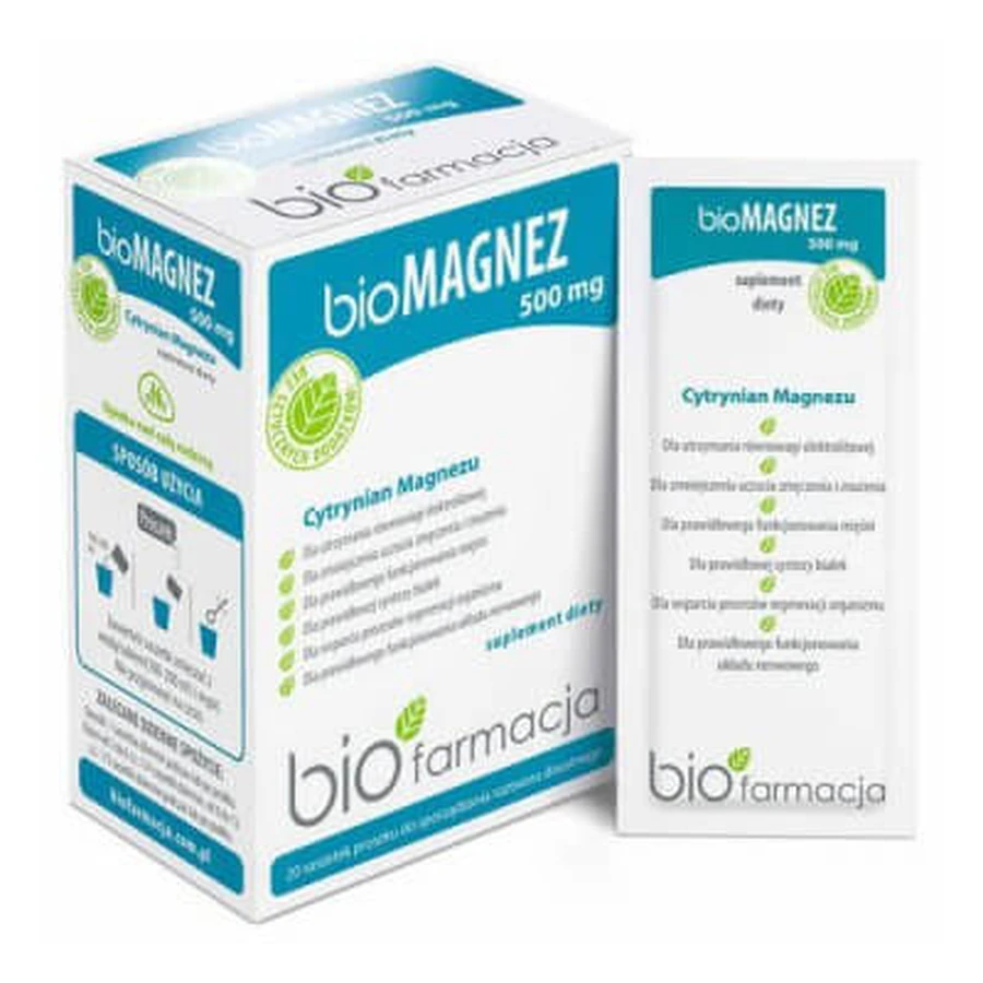 BIOFARMACY BioMAGNEZ 500mg, 20 zakjes