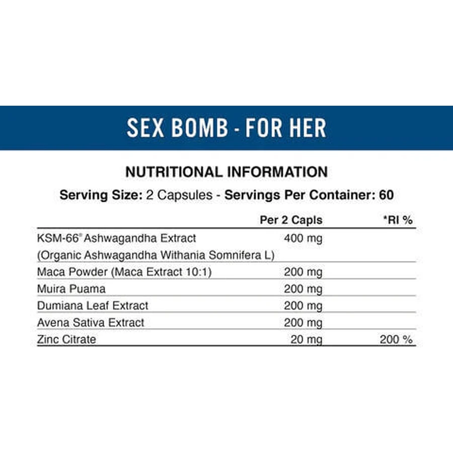 Angewandte Ernährung Sex Bomb Female Libido Enhancer Libido & Testosteron Boosting Supplement 120 caps