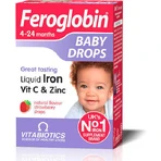 Vitabiotics Feroglobin Baby Drops Flüssiges Eisen Vit C und Zink 4-24 Monate Erdbeere
