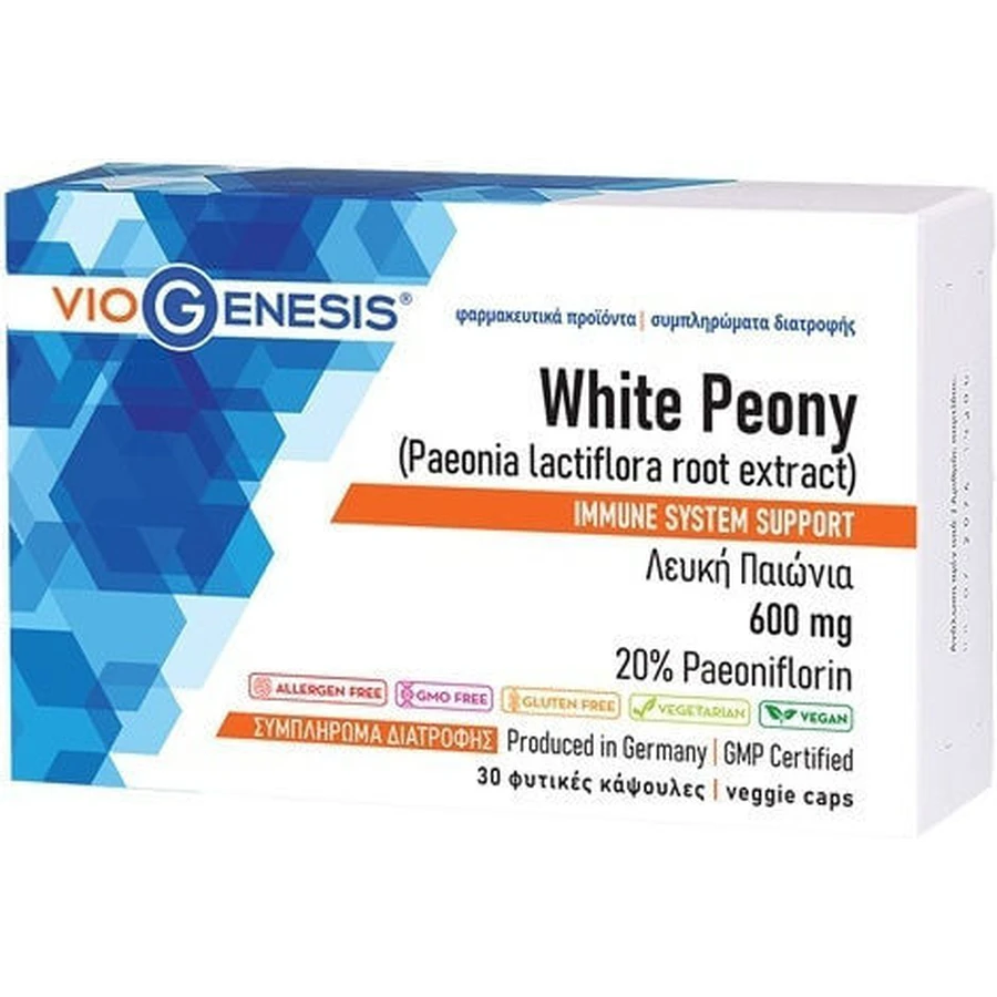 Viogenesis Peonía Blanca 600mg Suplemento Inmunoestimulante 30 cápsulas vegetales