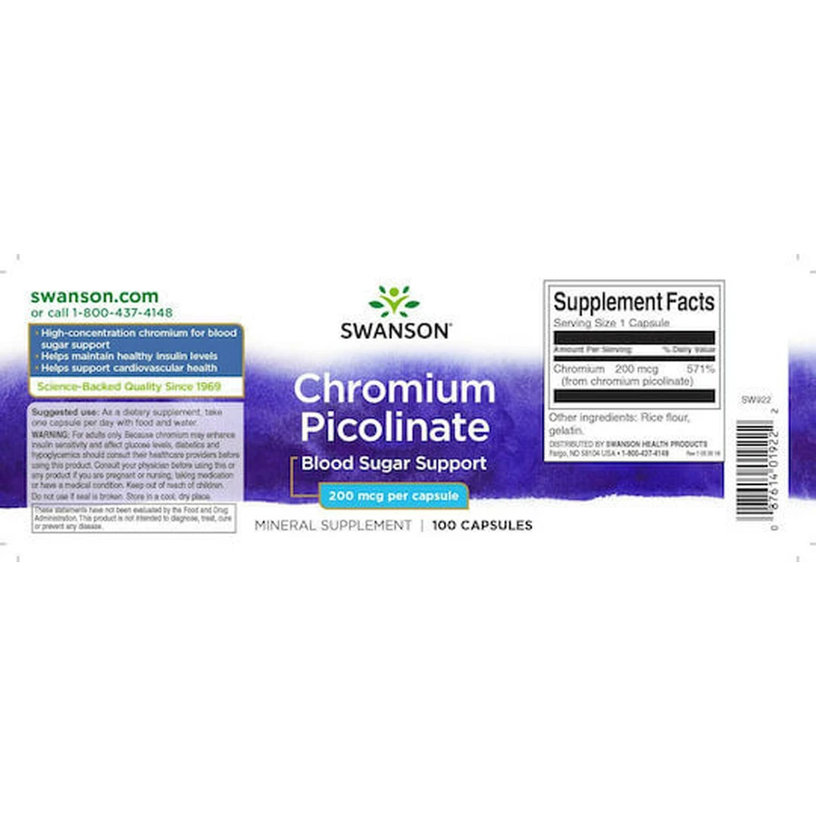 Swanson Chrom Picolinat 200mg 100 Kapseln
