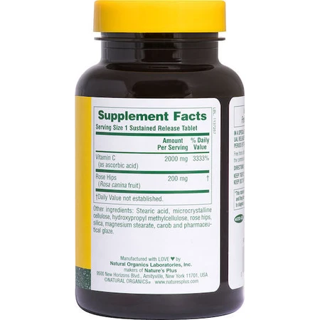 Nature's Plus Vitamina C para el sistema inmunitario, la piel y la acción antioxidante 2000 mg 60 comprimidos