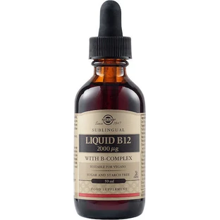 Solgar Vloeibare B12 met B-Complex Vitamine voor de gezondheid van het zenuwstelsel 2000mcg 59ml