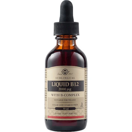 Solgar Vloeibare B12 met B-Complex Vitamine voor de gezondheid van het zenuwstelsel 2000mcg 59ml