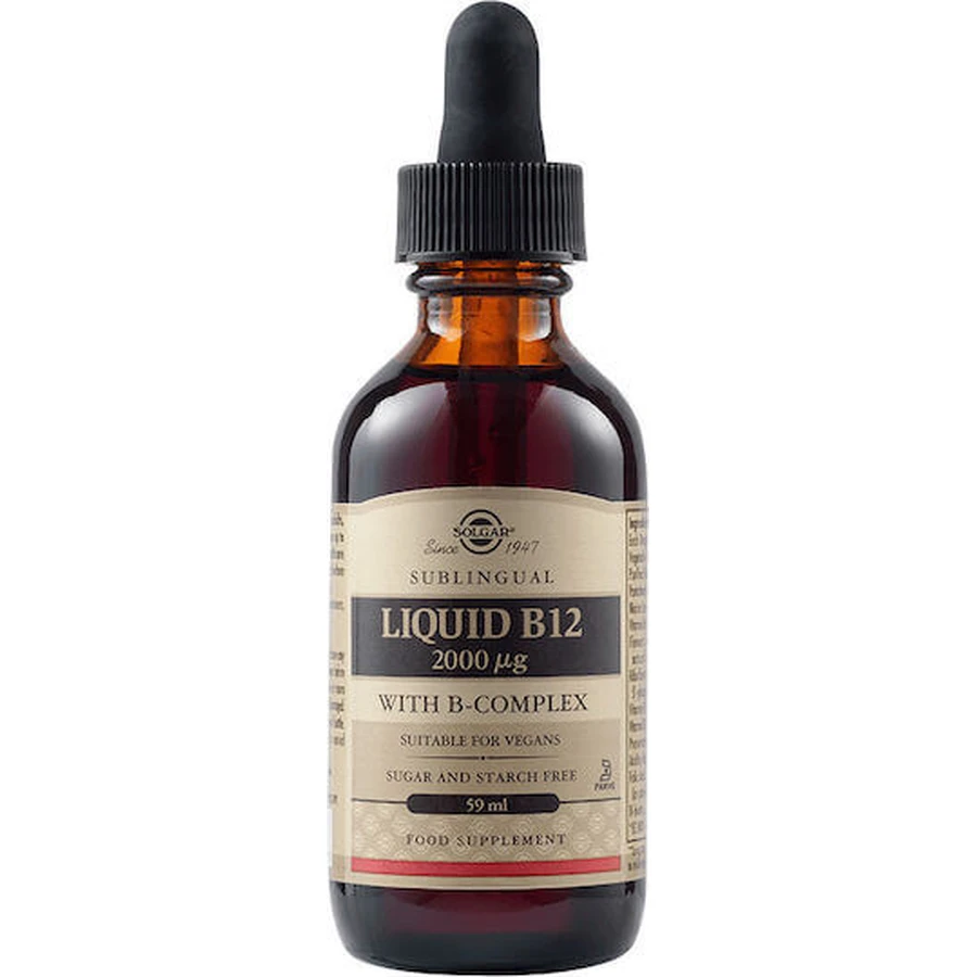Solgar Vloeibare B12 met B-Complex Vitamine voor de gezondheid van het zenuwstelsel 2000mcg 59ml