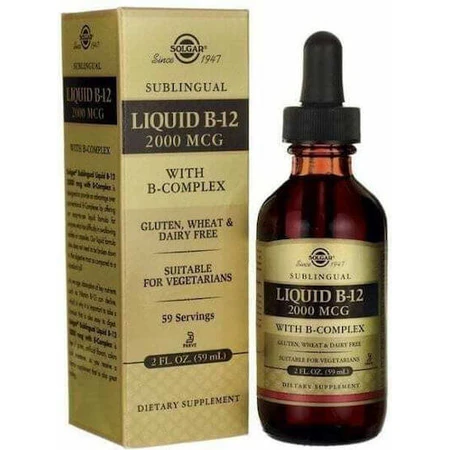 Solgar Vloeibare B12 met B-Complex Vitamine voor de gezondheid van het zenuwstelsel 2000mcg 59ml