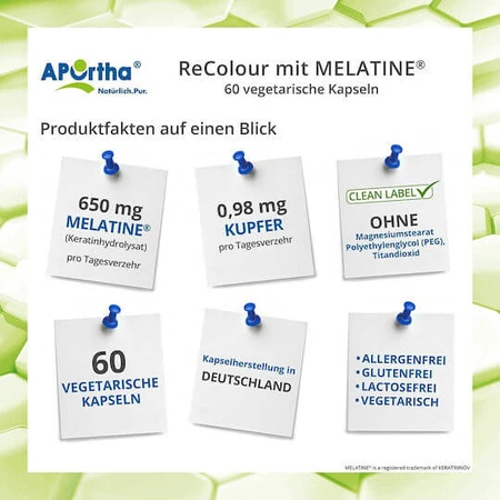 Aportha ReColour avec MELATINE® 650mg Complément Alimentaire Spécial 60 gélules