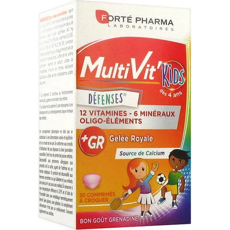 Forte Pharma MultiVit Kids Multivitamin for Energy & Immune System Strengthening 30 comprimés à croquer