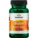 Swanson Biotina Vitamina para Cabello, Piel y Uñas 5000mcg 100 cáps.