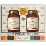 Sky Premium Life Vitamina C 1000mg & Vitamina C 500mg Vitamina C 1000mg 60 compresse & Vitamina C 500mg 60 compresse per il rafforzamento del sistema immunitario, la pelle e l'azione antiossidante