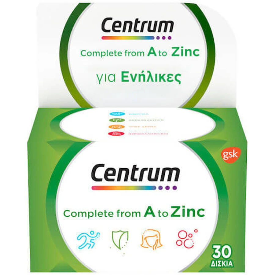 Centrum A to Zinc Multivitamin for Energy & Immune System Strengthening 30 Comprimés
