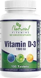Natural Vitamins Vitamins D-3 Vitamin for Immune Support &amp; Egg Health 1500iu 100 Tablets